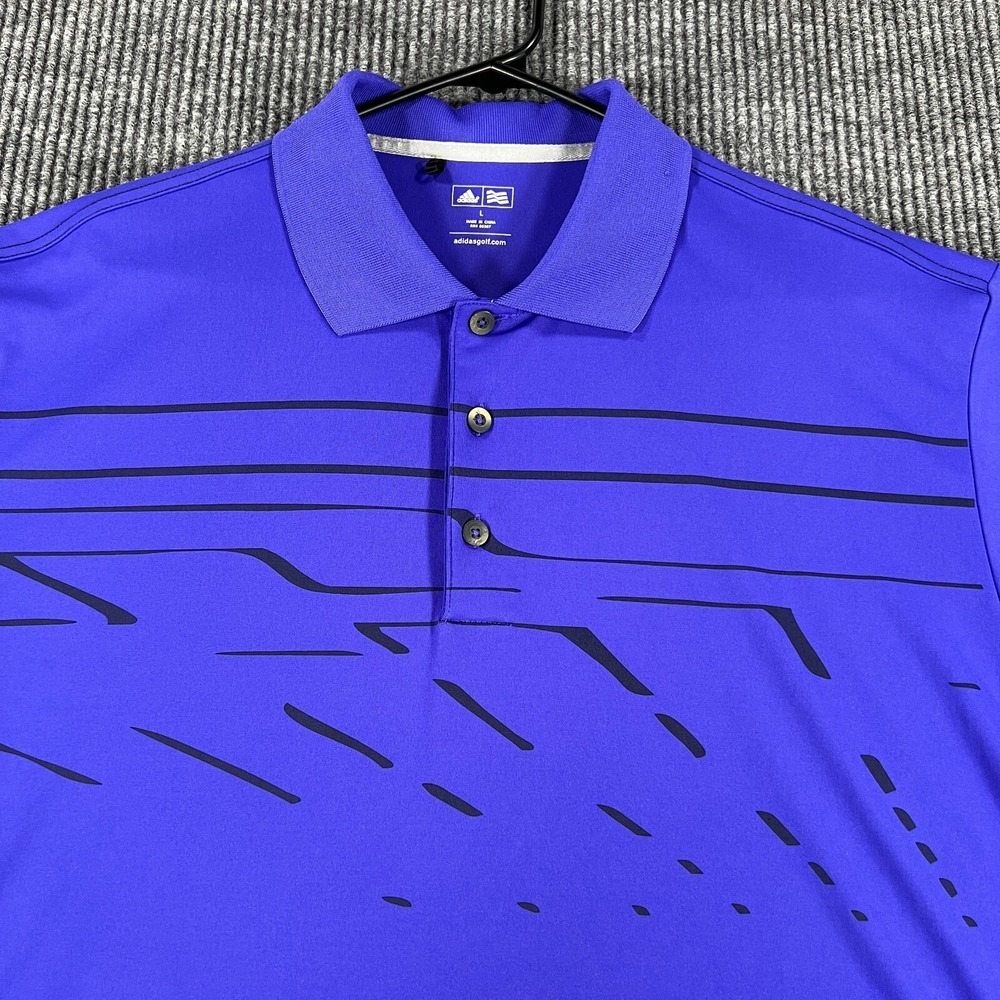 Adidas Polo Shirt Mens Large Purple Short Sleeve Golf Casual Outdoor Lightweight